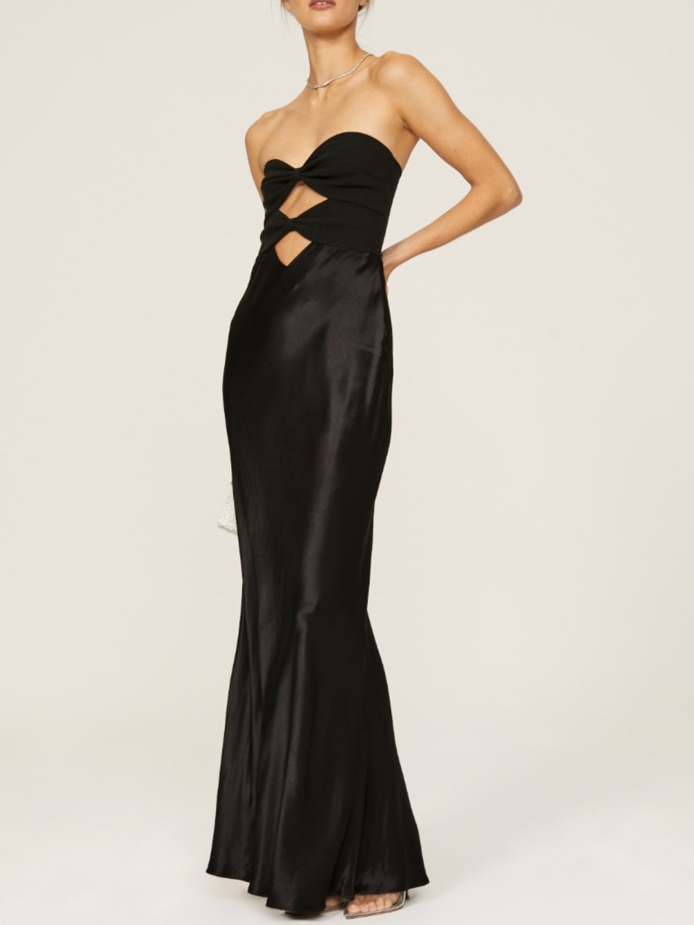 Bec + Bridge HALLE Strapless Black Cut Out Gown Mesh Maxi Dress - Size US 4
